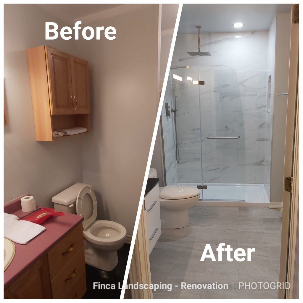 Bathroom model before and after