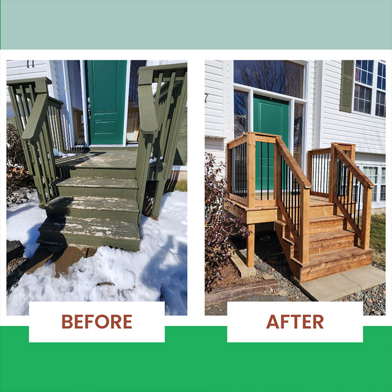 Before and after of fence